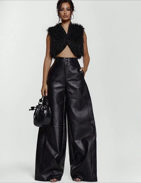 NEW Leather Wide Leg Pants