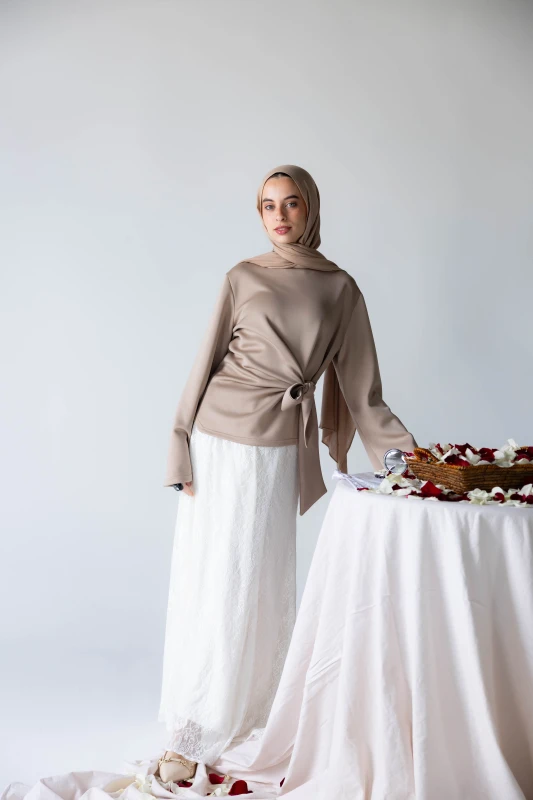 Elara Tie Top In Beige