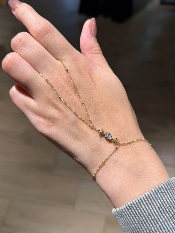 Oval Gem star hand chain