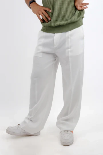 White linen tailored pants