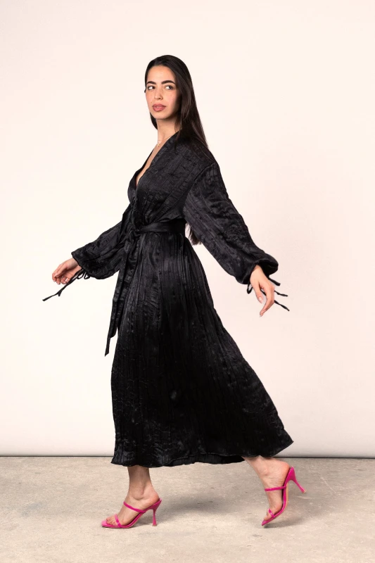 Wrinkled Shimmer Dress - Black
