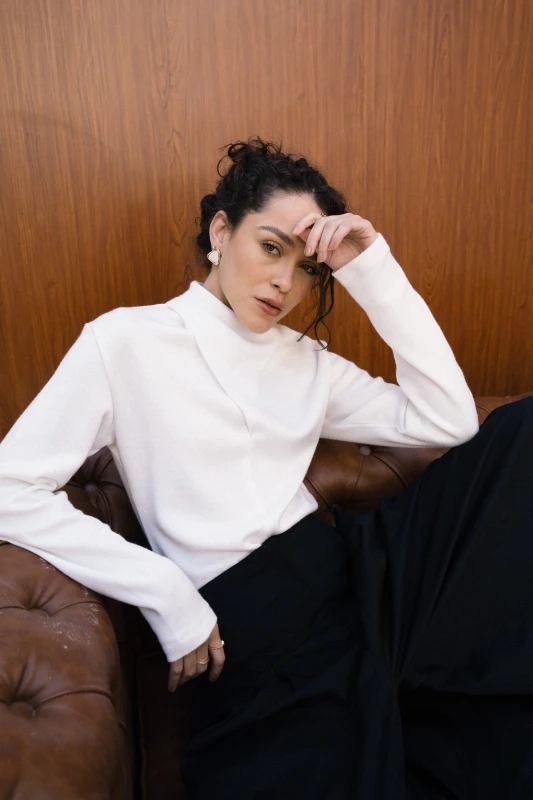 Asymmetric Neckline Top - Off White