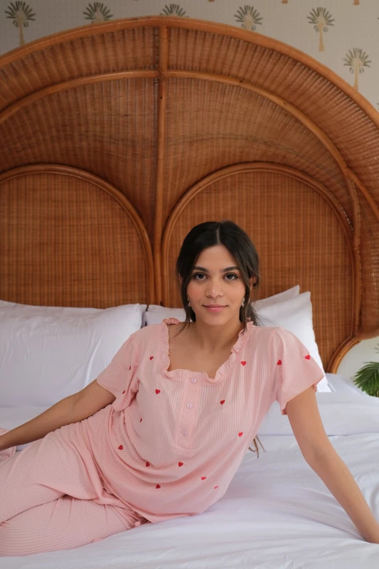 Love Notes PJ Set In Baby Pink