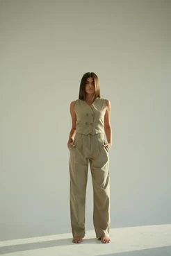 Straight Leg Linen Trousers