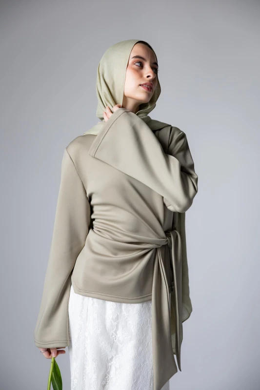 Elara Tie Top In Sage