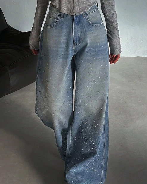 Rhinestone Blue Denim